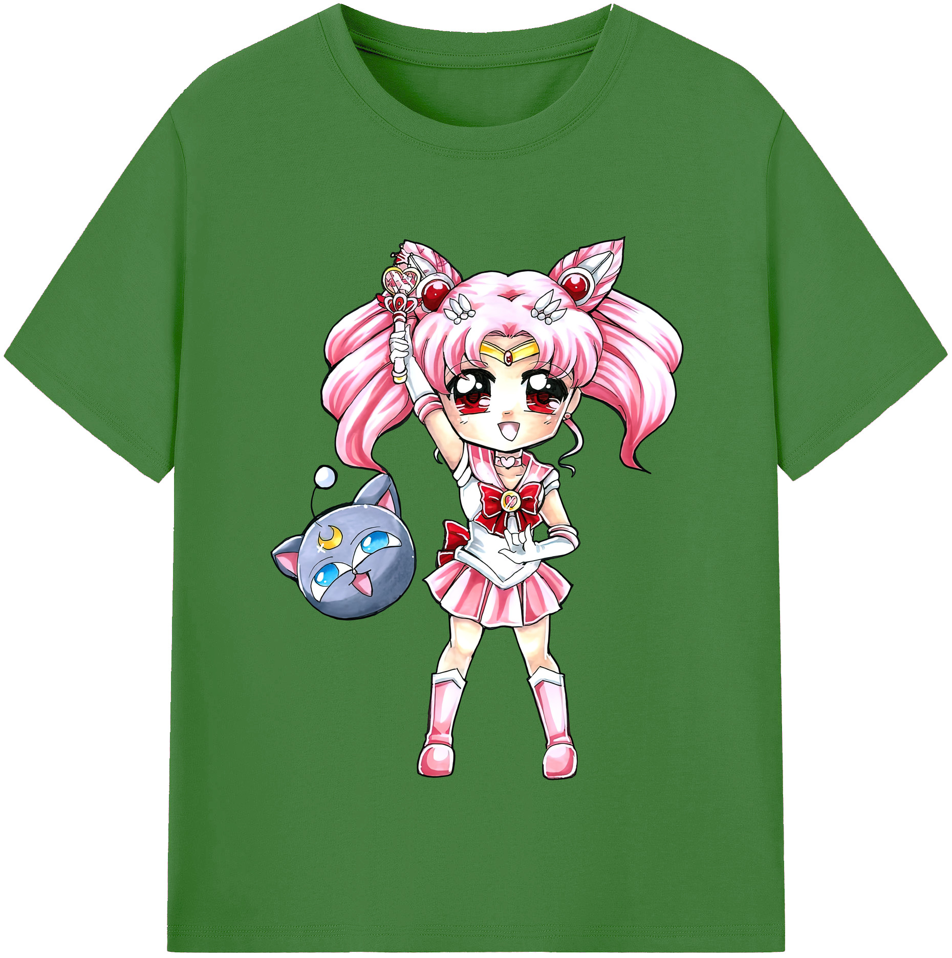 （画像用） 美少女戦士セーラームーン ちびうさ Sailor Moon Chibiusa Tsukino Usagi Small Lady Serenity レディースカジュアルプリントTシャツ（綿100％）